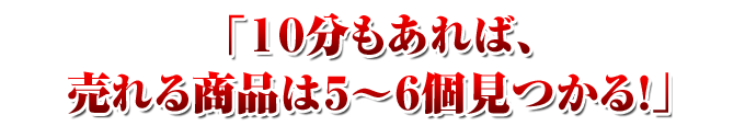 「１０分もあれば、売れる商品は５～６個見つかる！」 